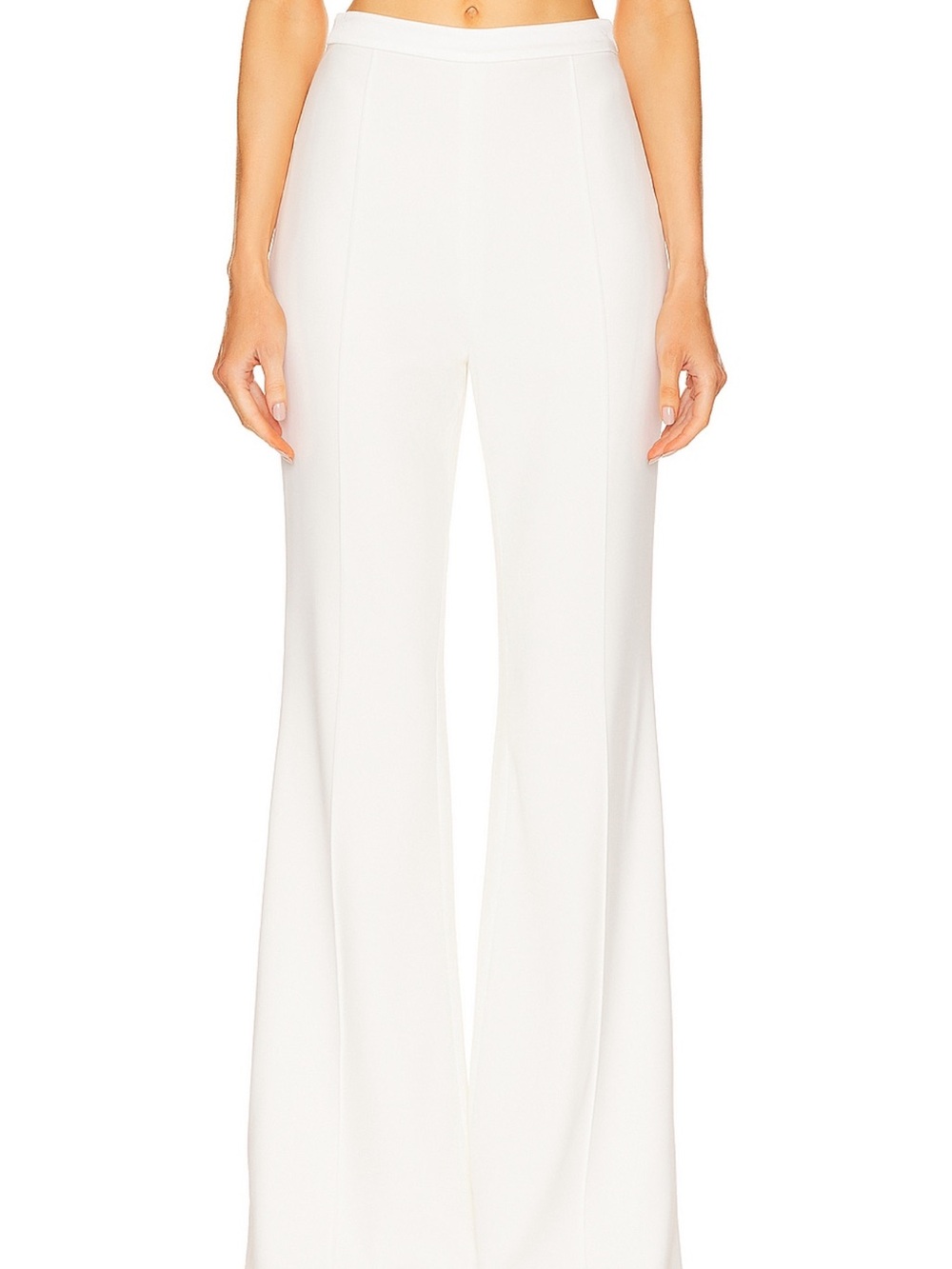 NADINE MERABI White High-Rise Wide-Leg Trousers